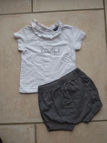 Ensemble été (tee shirt manches courtes+short) Fille 12 mois Small Beautiful Kiabi