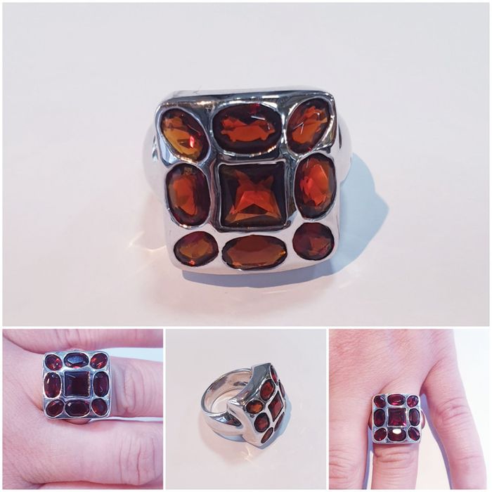 Superbe bague argent 925 et grenats