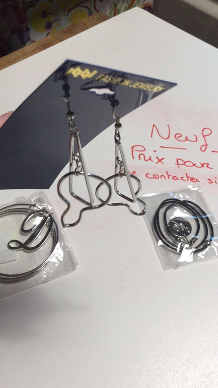 Bijoux acier ensemble locollier bracelet boucles oreilles l’être neuf - photo numéro 6