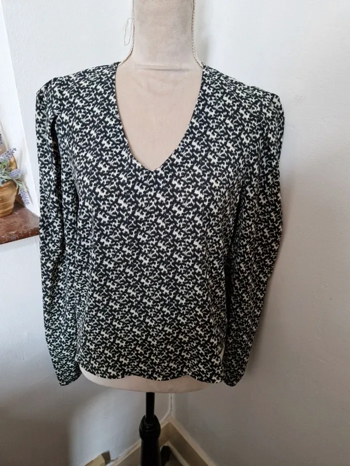 Blouse ikks taille 40 noir et crème