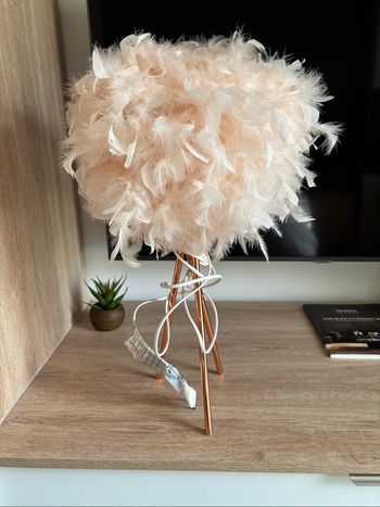 Lampe en métal abat jour en plume rose maison du monde