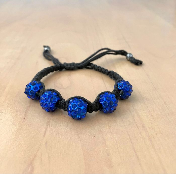 Bracelet shamballa boules et strass bleus - photo numéro 6