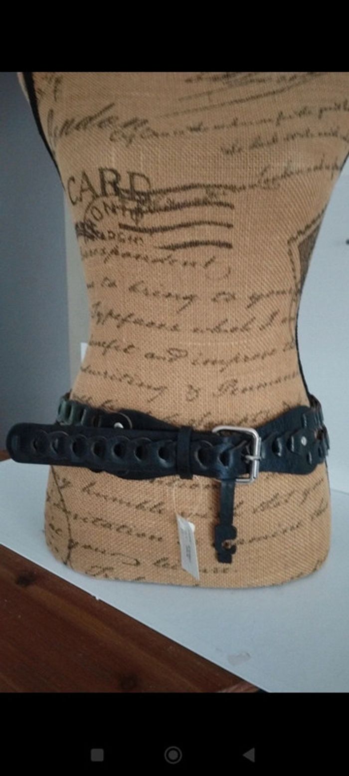 Ceinture noire deux rangs 105 cm femme - photo numéro 2