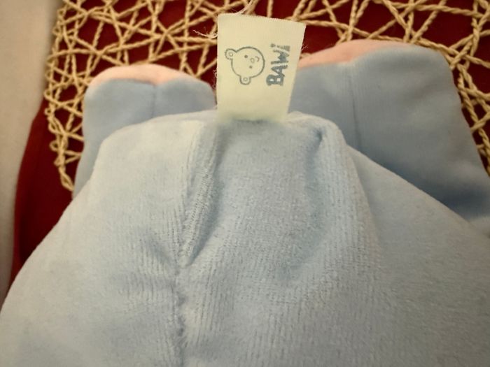 Doudou peluche hippopotame  bleu et rose - photo numéro 4