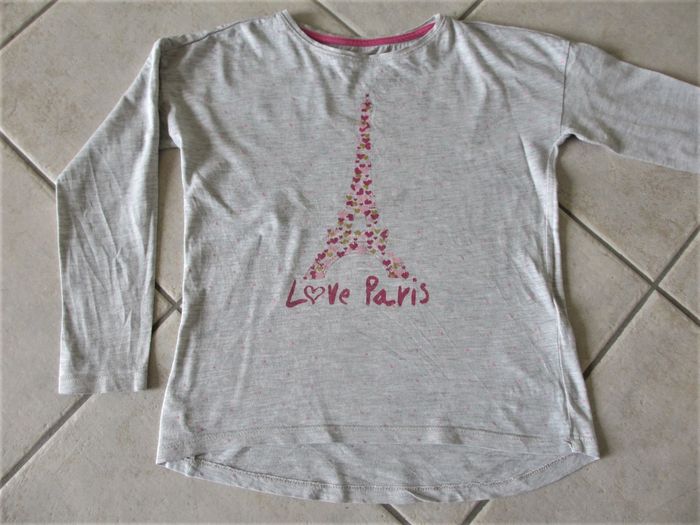 T-shirt manches longues Love Paris fille Vertbaudet - 8 ans (motif Tour Eiffel) - photo numéro 2