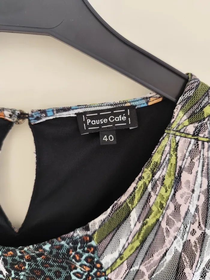 Belle robe d'été évasée Pause Café motifs jungle 38 très bon état - photo numéro 6