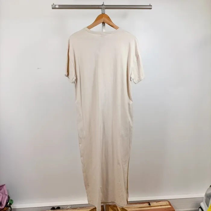 Robe longue beige River Island coupe droite t-shirt 100 % coton T34 neuve avec étiquette A1247 - photo numéro 7
