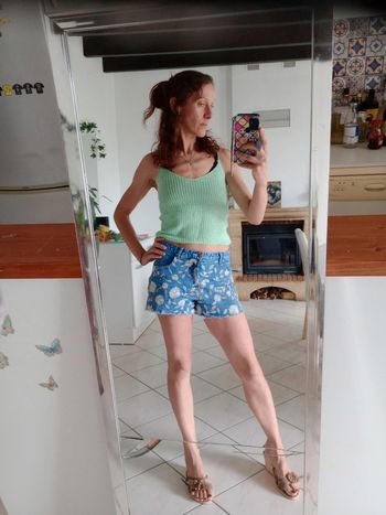 Débardeur femme XS en crochet menthe c85