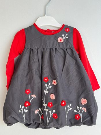 Ensemble robe gris et rouge 12 mois