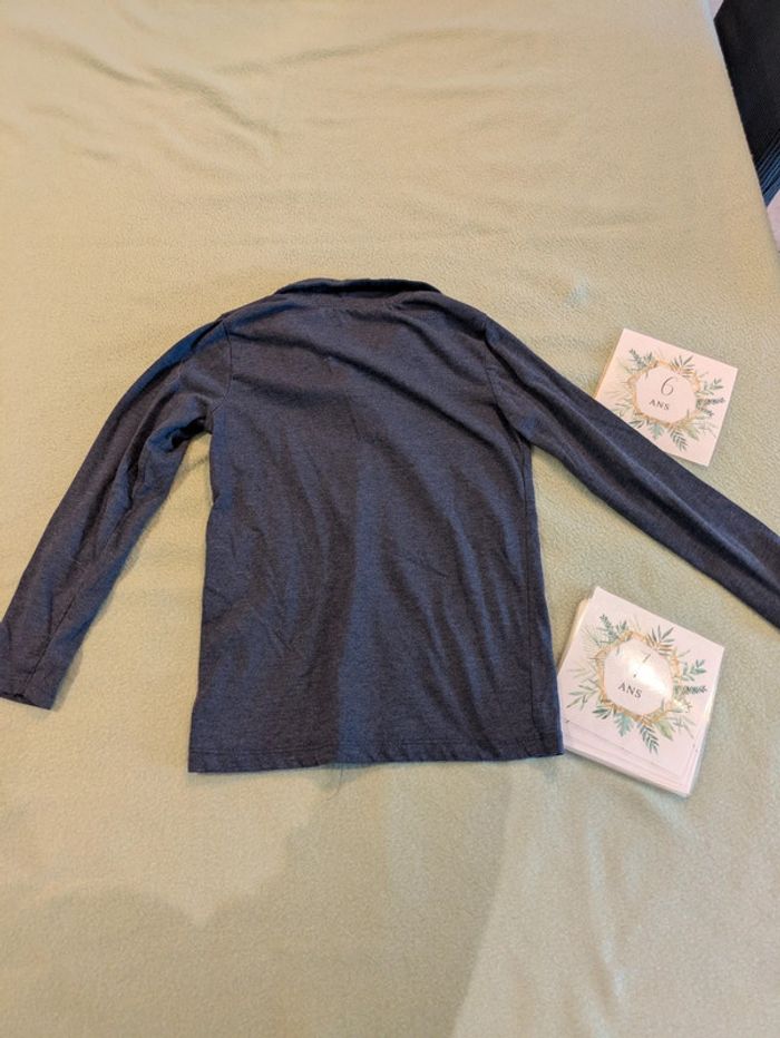 Polo manches longues bleu marine 6-7 ans - photo numéro 4