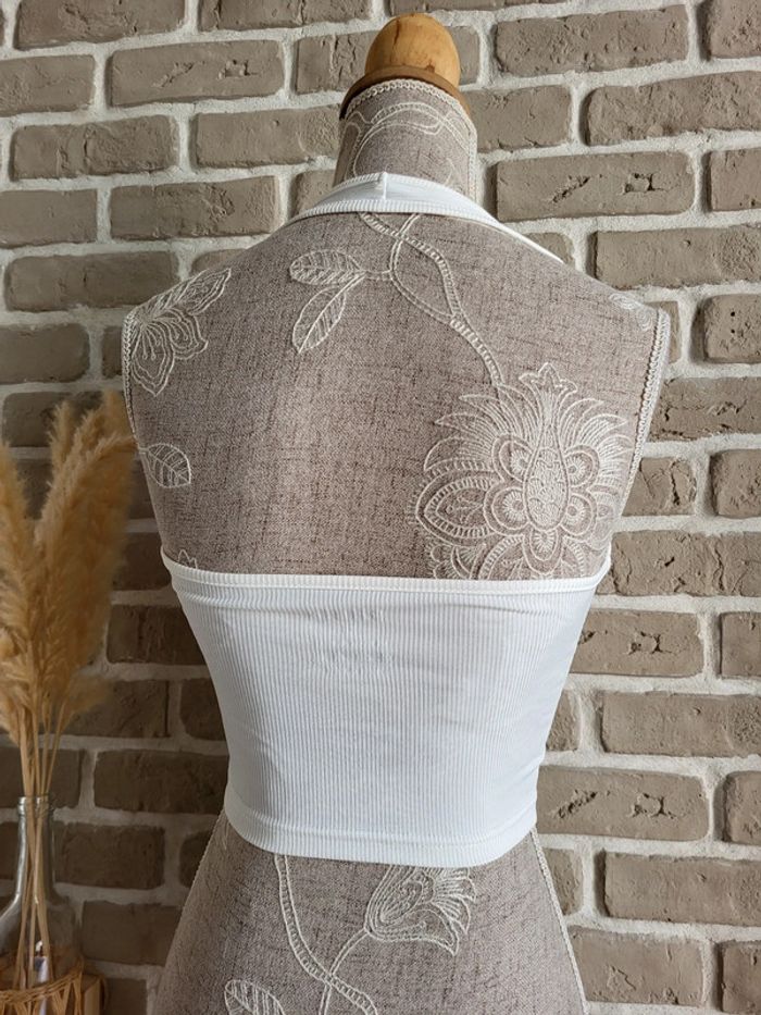 Crop top dos nu maille côtelée blanche - Neuf - photo numéro 5