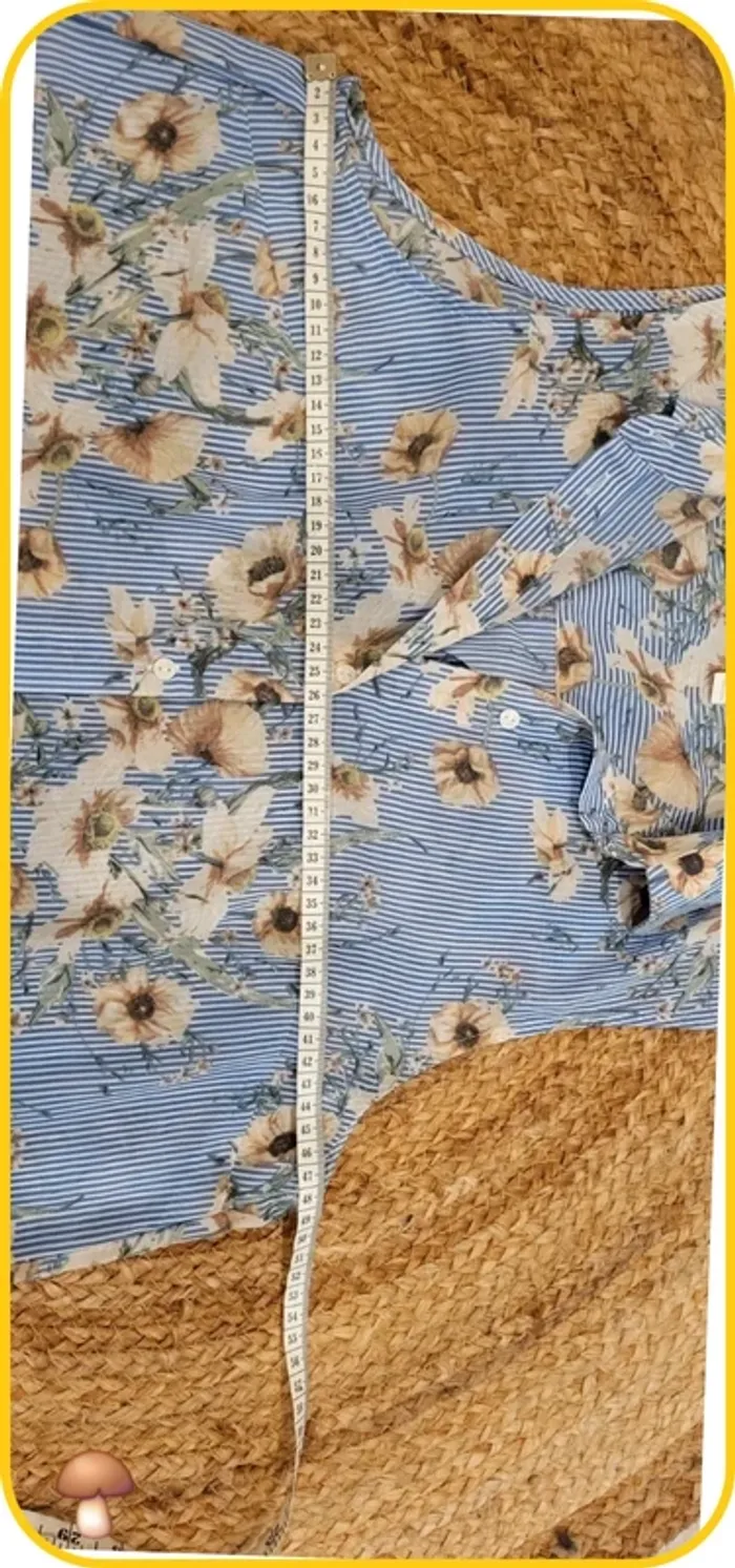 Chemisier sans manches fleuri H&M - Taille 38 - Bleu clair - Très bon état - photo numéro 8