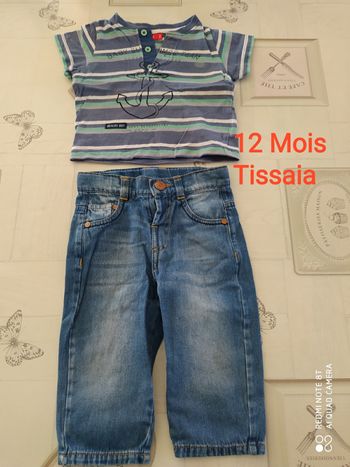 Ensemble 12 mois t -shirt manches courtes et jean Tissaia