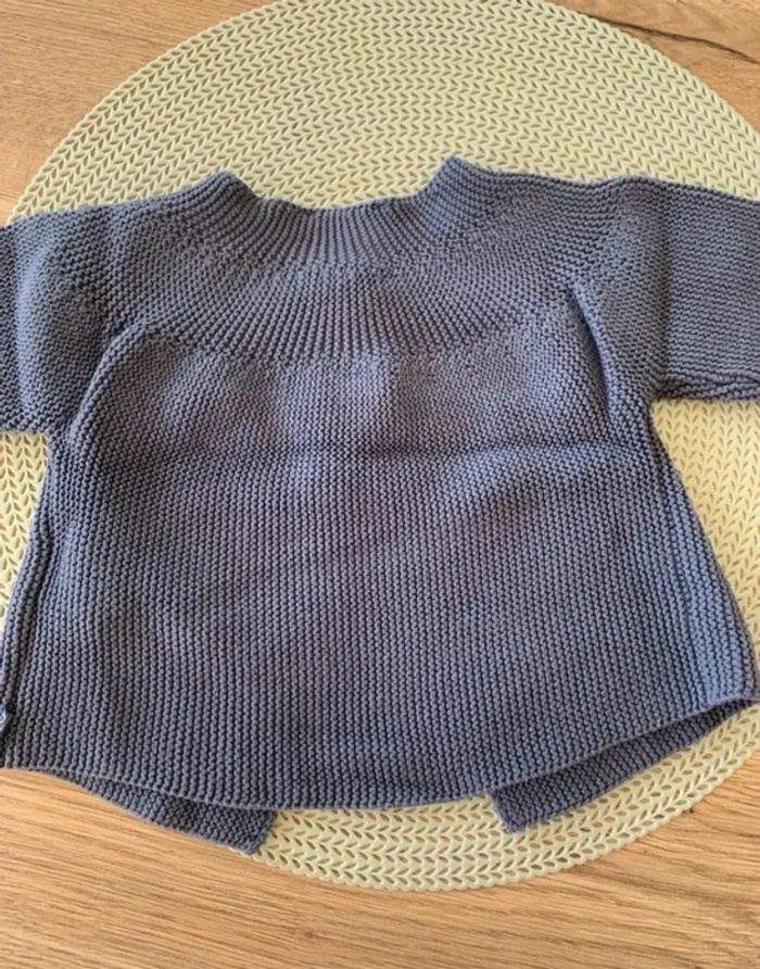 Gilet chaud bleu gris claire - obaibi - 12mois - photo numéro 6