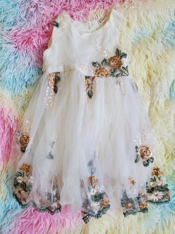 🌴 Belle robe chic d'été beige à tulle voile taille 12 mois