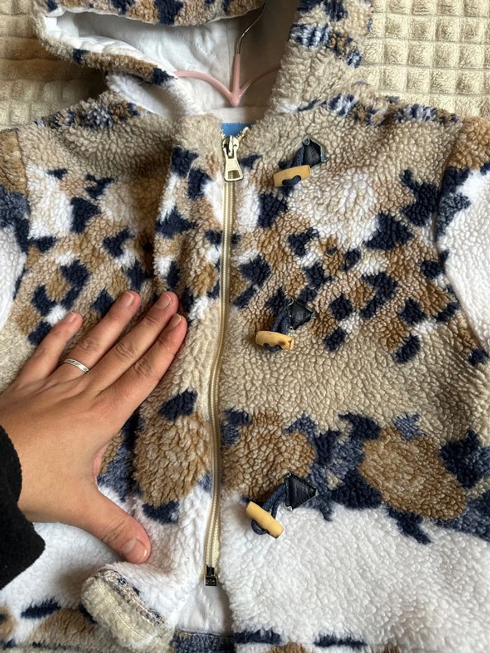 Manteau à capuche sherpa moumoute 12 mois - photo numéro 4
