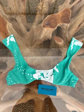 Haut de maillot de bain Maison Lejaby vert blanc 85B