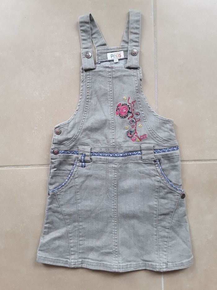 Robe salopette en jean gris 8 ans LA COMPAGNIE DES PETITS TBE