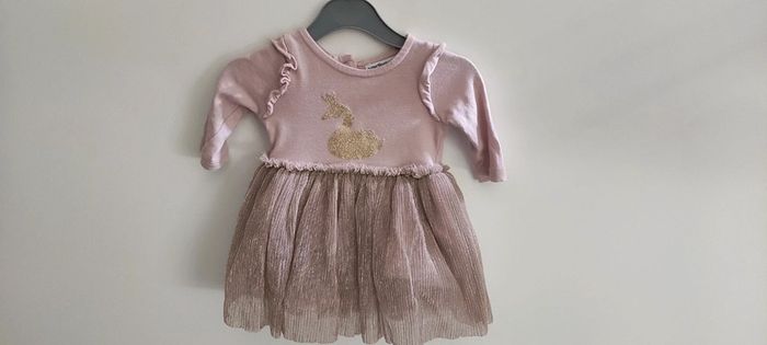 Robe bébé fille vieux rose avec tulle Vertbaudet 3 mois 60cm