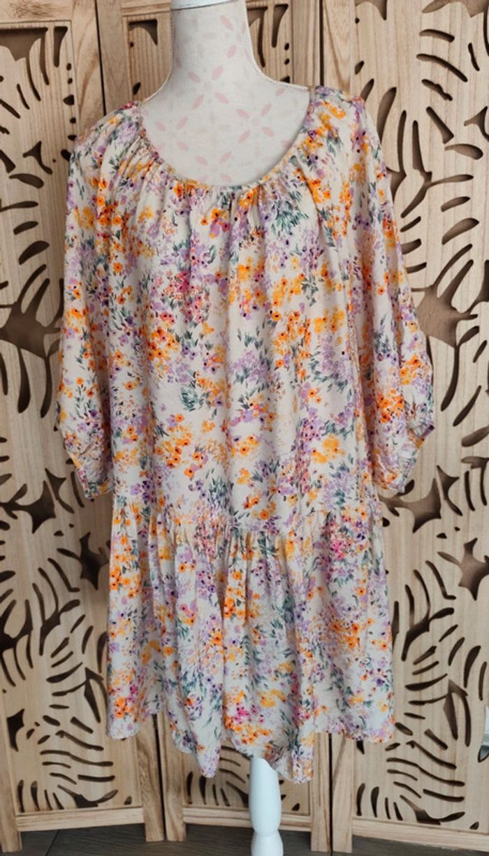 robe fleurie, coupe ample manches 3 quart Taille M H&M - photo numéro 2