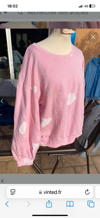 Très beau sWeat rose cœurs 💕 blanc taille unique Taille unique