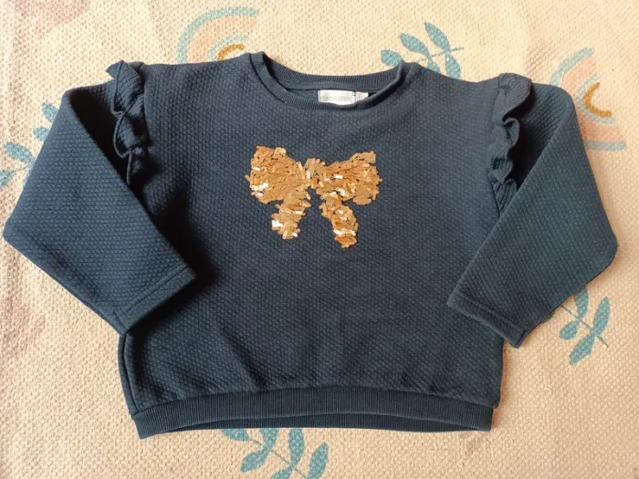 Sweat marine noeud doré sequins orchestra 5 ans