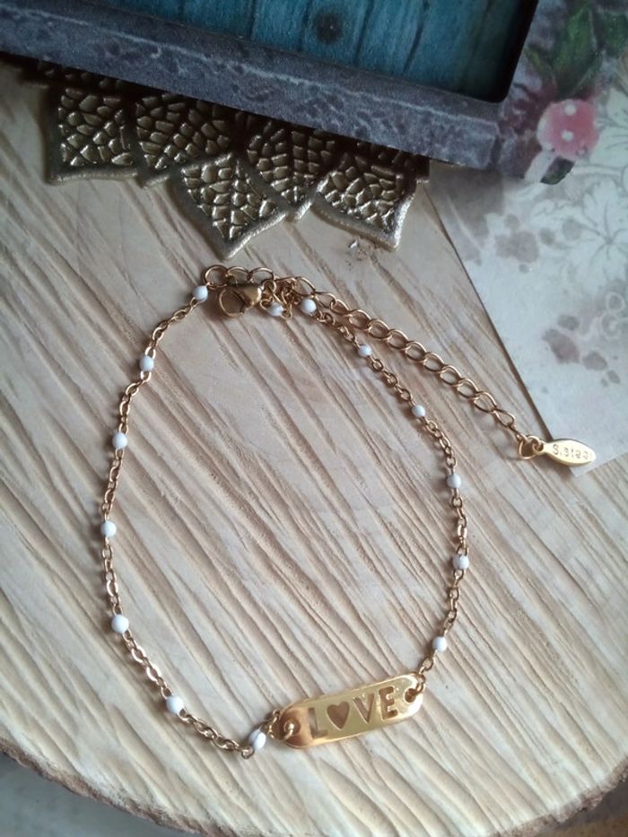 Bracelet love blanc et or - photo numéro 3