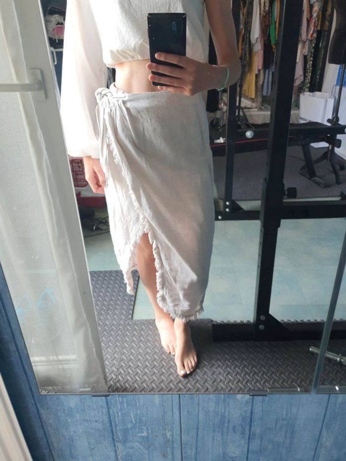Jupe beige en lin - photo numéro 2