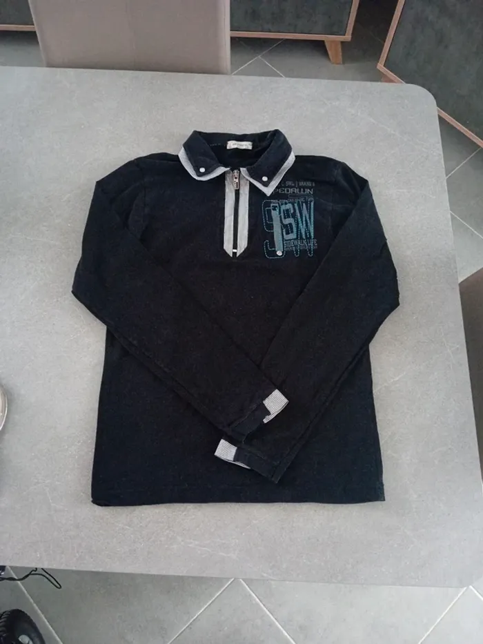 Polo à Longue Manche Noir Taille S