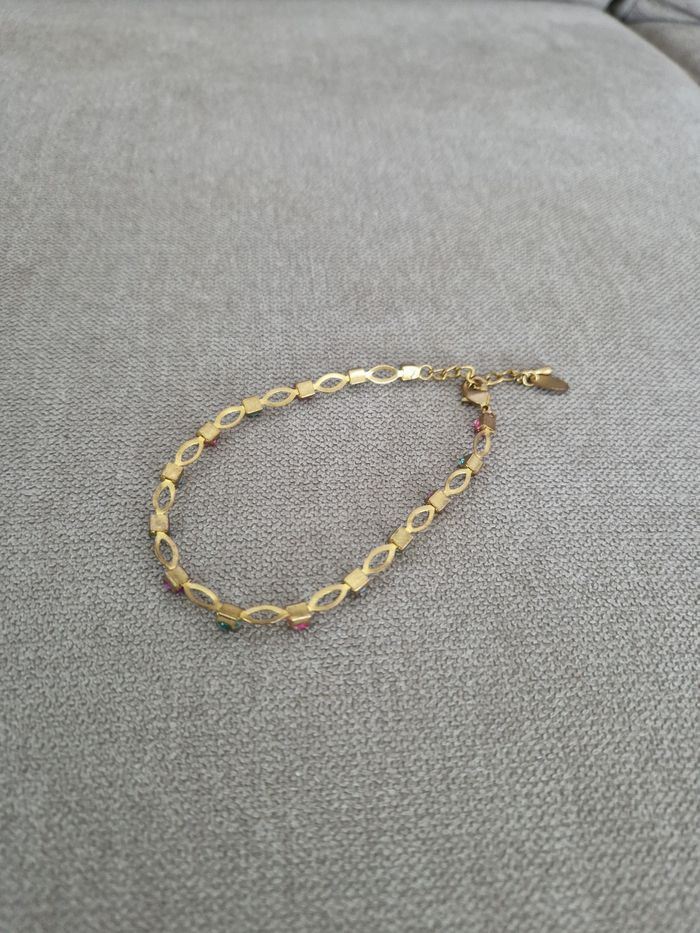 Bracelet doré à perles colorées - photo numéro 7