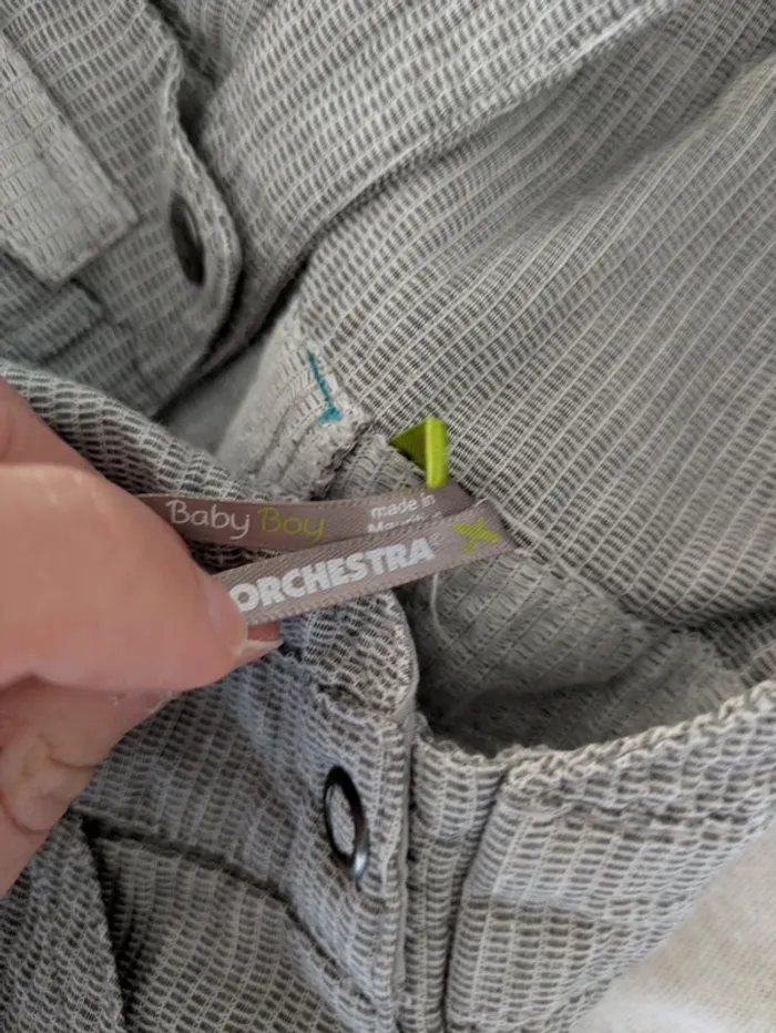 Salopette Courte Orchestra - 6 mois (67 cm) - Gris Gaufré Chic - photo numéro 3