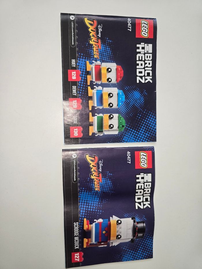 Lego brick headz picsou, rire, fifi et loulou disney 127, 128, 129 et 130 avec boite et notices - photo numéro 8