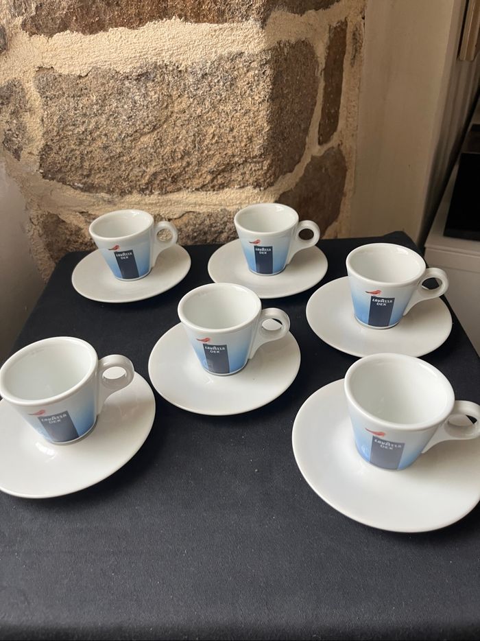 Lot de 6 tasses et 6 sous tasse Lavazza DEK IPA Italie Vintage - photo numéro 2