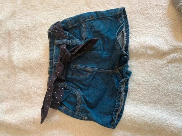 Short en jean bébé KIABI avec ceinture foulard pois – 18 mois - photo numéro 2