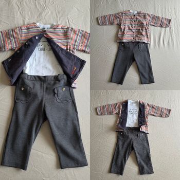 ​Lot 3 pièces Gémo Tartine et Chocolat Coton Multicolore Bon état 9 mois