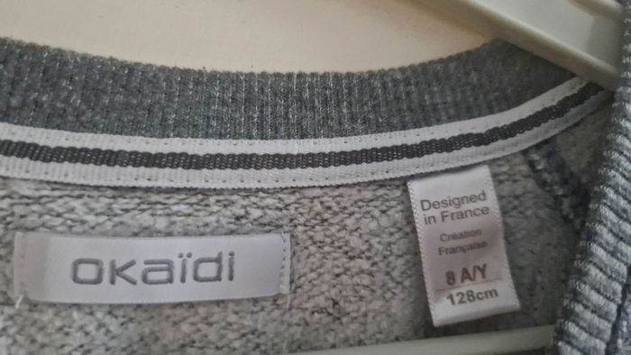 Sweat gris a motif Okaïdi 8ans - photo numéro 3
