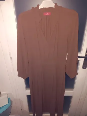 Robe longue taille S vintage marron à manches longues élégante