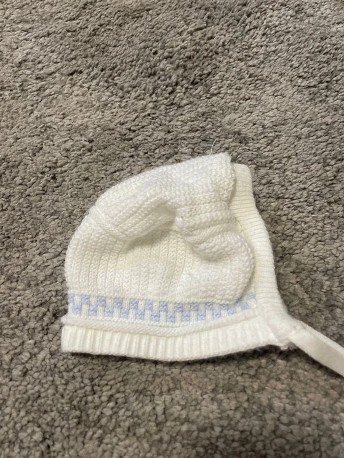 Bonnet naissance laine blanc mixte - photo numéro 2