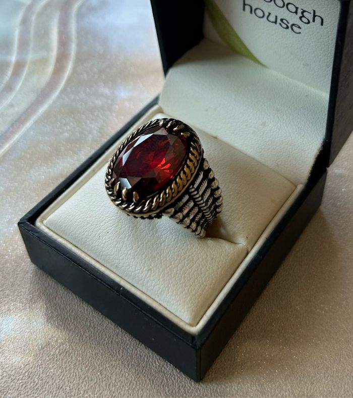 Chevalière en argent 925 pierre naturelle taille 64 - photo numéro 2