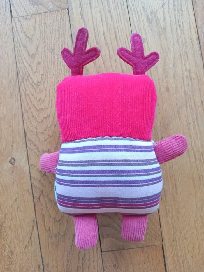 Peluche doudou animal renne monoprix bordeaux - photo numéro 3