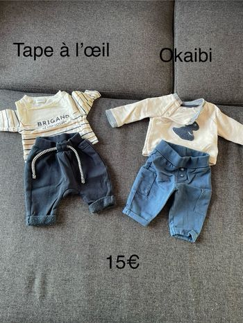 Lot 2 ensembles 1 mois garçon