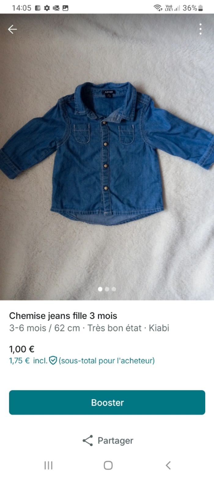 Chemise jean 3 mois