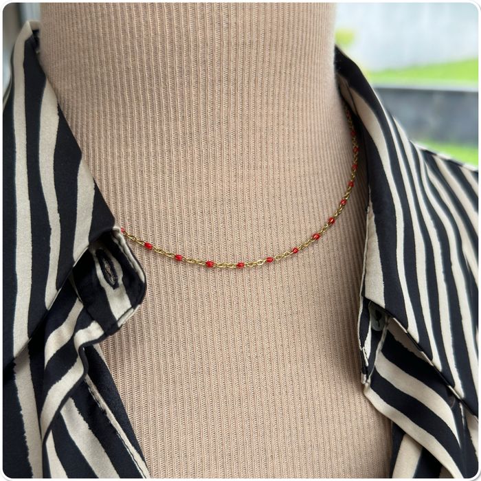 Collier perles résine email or acier - Ateliersdisa collection - photo numéro 9