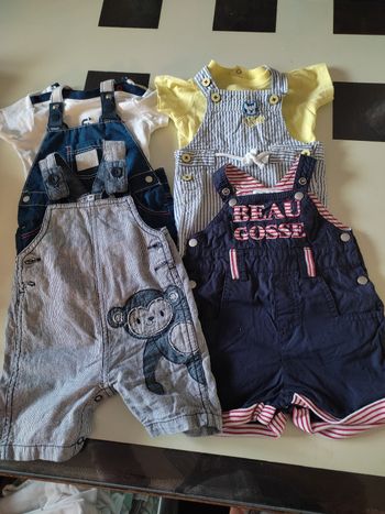 Lot salopettes  short- 3 mois