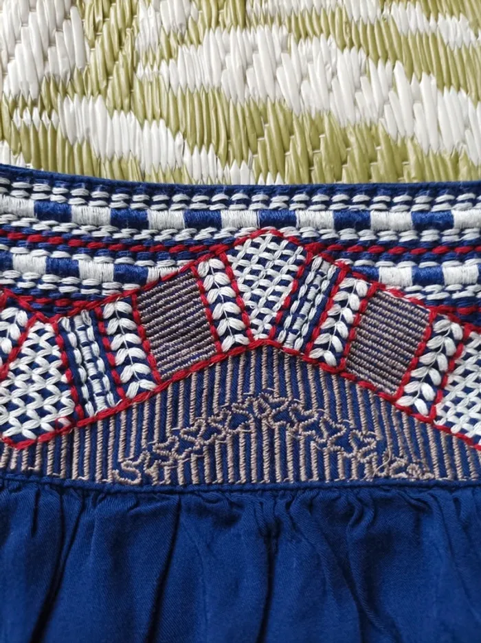 Jupe courte bleue d'été ethnique Camaïeu T36 - photo numéro 2