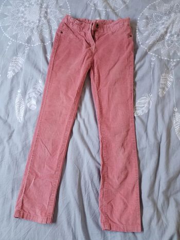 Pantalon skinny en velour rose TAO