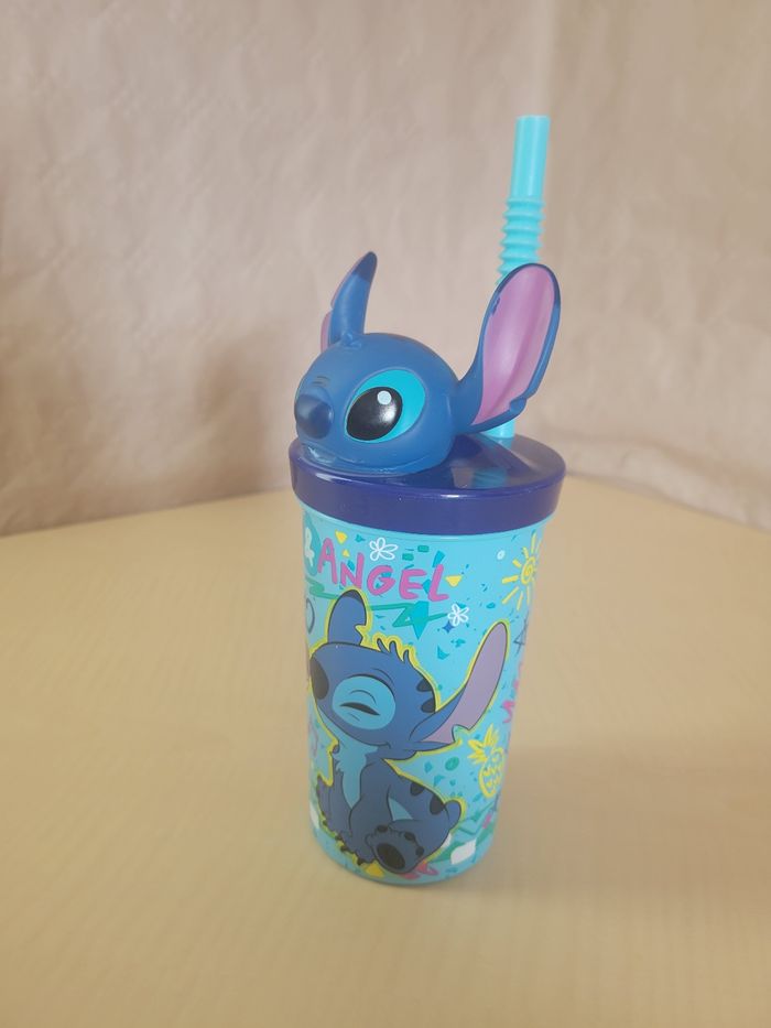 Verre gobelet avec paille Stitch - photo numéro 3