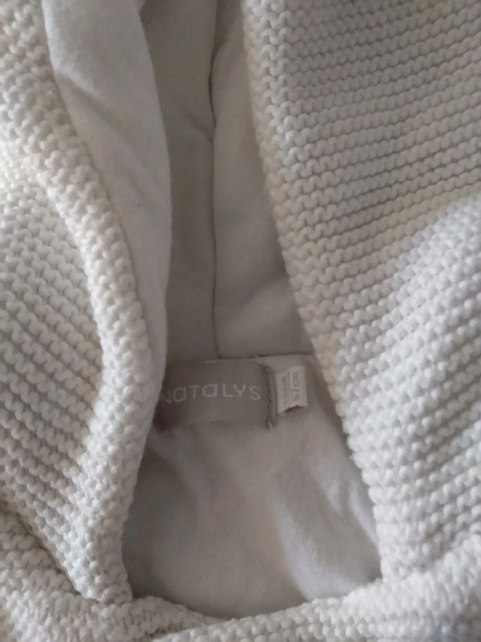 Gilet manteau Blanc épais capuche natalys t 6 mois 68 cm - photo numéro 4