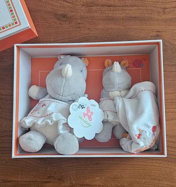 Coffret 2 doudous Rhinocéros