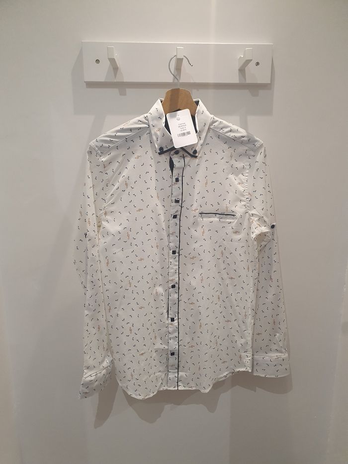 Chemise Musique blanc/camel Taille S (taille petit)